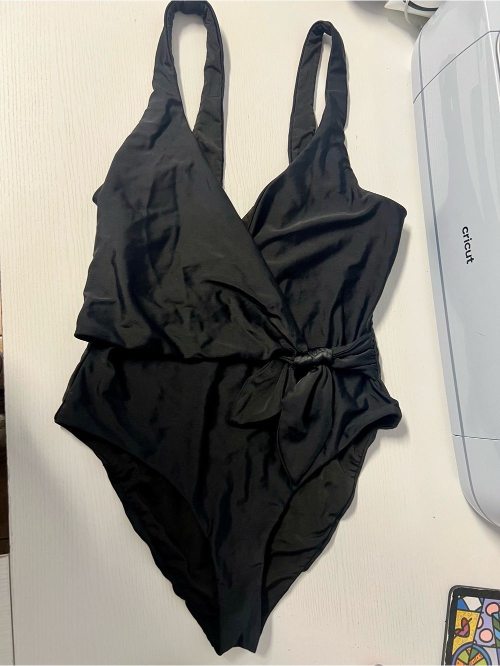 Fashion Nova Black One-Piece Swimsuit with Side Knot